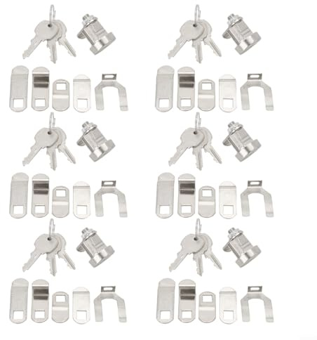 Besttoolifes Kit di ricambio per serratura per cassette postali L-1172C con chiavi e linguette di bloccaggio, cilindro in lega di zinco duraturo per cassette postali, giornali Bo(6 set)