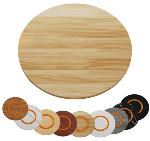 Extra Lar Lazy Susan Plateau de service rond en bois – Plateau rotatif rond de 100 cm, 6 plats, 12 tailles (noyer clair, 50 cm) – Parfait pour les dîners, les fêtes et les divertissements.