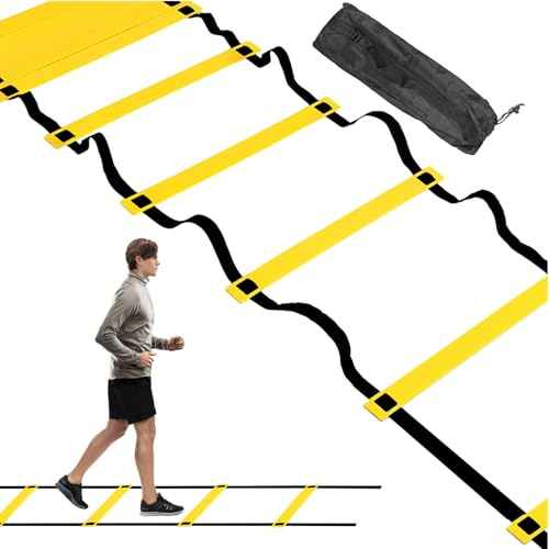 Escalera de entrenamiento de agilidad, con peldaños planos antideslizantes, 40 x 2 cm, escalera de coordinación de velocidad, escalera de práctica de entrenamiento, construcción de correa de nailon