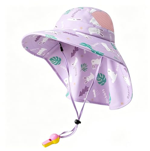 Shyllin Cappello Sole Bambino Anti UV 50 con Ampia Visiera e Protezione Nuca, Cappello Estivo Bambini e Bambine 2-7 Anni per Mare e Vacanze (Lilla)