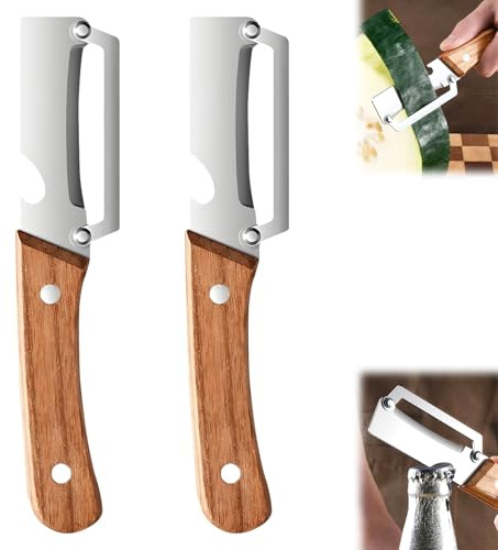 2pcs Stainless Steel Vegetable Peeler with Wooden Handle - Ergonomic Potato Peeler & Fruit Slicer, Sharp Blade for Carrot, Apple, Kiwi, Orange, Easy Grip Kitchen Tool