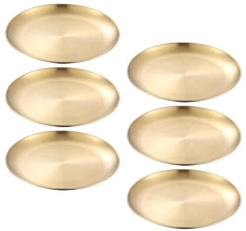 MOBUTOFU Assiettes Plates en Acier Inoxydable Lot de 6 Rondes pour Repas en Plein Air et Camping Garçon et Filles Lavables Lave-Vaisselle 22 CM