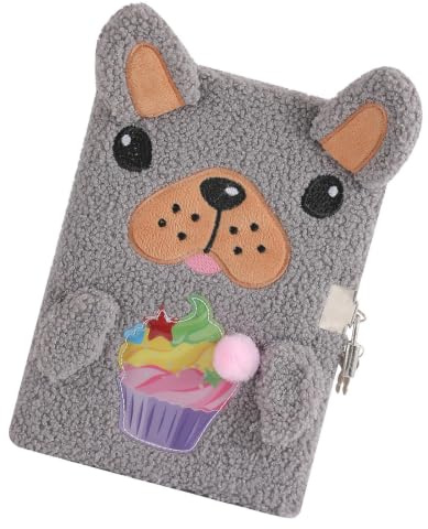 Plush Puppy Journal Locked Diary with Key - Cute Secret Dog Book Jig