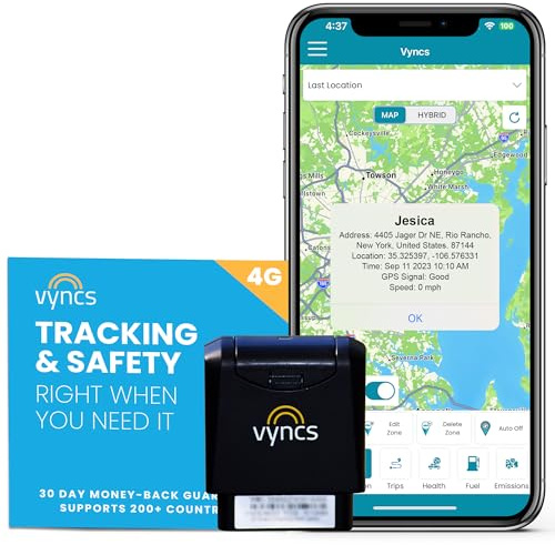 VyncsPro 4G No Monthly Fee 60 Seconds GPS, Live Map, Trip Replay, OBD GPS Tracker for Cars, Real Time GPS, 1 Year Data SIM, Teen Driving Alert Car Health Recall Fuel Report Activation Fee Reqd