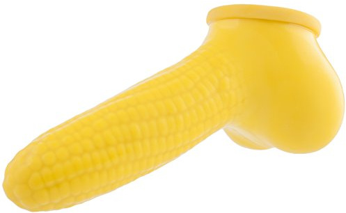 TOYLIE Latex Penishülle Mais Schaftlänge 13cm - Penis-Sleeve mit Hodensack im Maiskolben Design - gerne auch als Scherzartikel (13 cm Schaft)