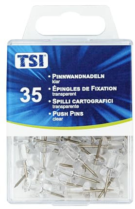 TSI Pinnwandnadeln Standard 35er Packung, Farbe klar/transparent, Art.-Nr. 48310