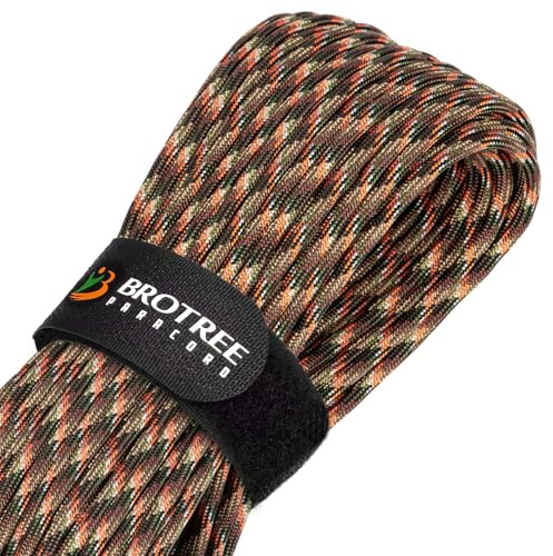 Brotree Paracord 4mm 30M 9 Strands 100% Nylon Rope Type 3 Parachute Cord for Outdoor, Bracelet, DIY - 280kg Breaking Load (Hidden Camo)