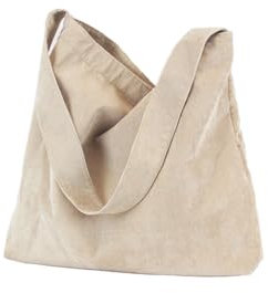 Ulisty Damen/Mädchen Cord Grosse Kapazität Tragetasche Schultertasche Mode Hobo Tasche Lässig Einkaufstasche Handtasche khaki
