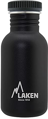 Laken Sehr Robuste Edelstahlflasche Schwarz Unisex-Botella de Acero Inoxidable Muy Resistente para Adultos, 0,5 l, Color Negro 0,5