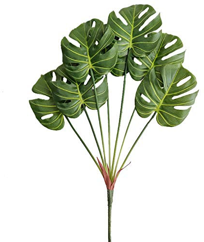 Aisamco 1 Pieza Artificial Hoja de Palma Tropical Dividida filodendro 7 Hojas Hojas Falsas Hojas de Palma Artificial Planta Artificial Hoja de Ventana 75cm de Altura para decoración Floral