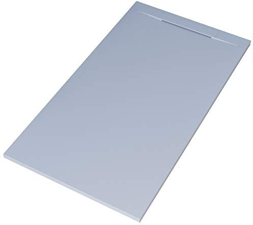 Plato de ducha de mármol RAL7035 de color gris claro con aspecto de pizarra, modelo Barcelona, Slim 3 cm, revestimiento de Gelcoat, antideslizante