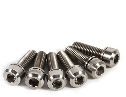 Demeras Fahrradschaftschrauben Schraube mit Unterlegscheiben Set f¨¹r for Fahrradschaft 6Stk Titanlegierung M5 x 18mm(Titan) Screws
