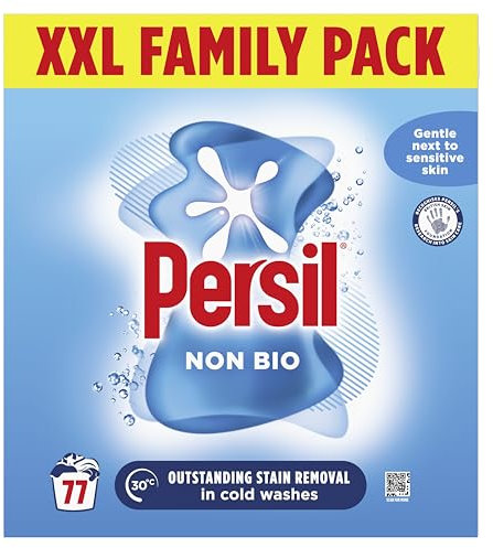 Persil Non Bio Washing Powder XXL Family Pack gentle next to sensitive skin for outstanding stain removal in cold washes 77 washes (3.85 kg)