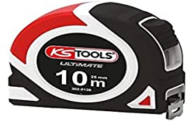 KS Tools - 302.0136 - Mètre à ruban - Enrouleur et arrêt automatique - Mètre de classe II 10x25mm - Ruban laqué blanc