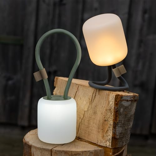 Campo Libre.® LENI I Campinglampe I flexible Outdoorlampe zum Aufhängen, Hinstellen und Montieren I dimmbare Campingleuchte I wiederaufladbar I Balkonlampe, Campinglicht, Tischlampe, quadratisch Moos