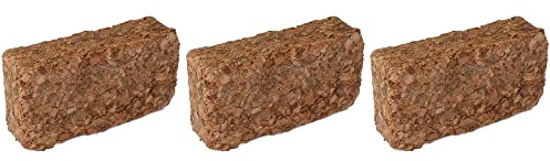 3X Novatool Humusziegel Terrarium Bodengrund | 15 Liter | 650g 20x5,5x10 | Kokoserde Terrarium Reptilien Zubehör Kokoschips Kokos Einstreu Meerschweinchen Substrat Kaninchen Cocos Humus Kokosfaser