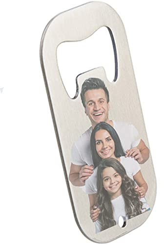 Apribottiglie mini in acciaio inox personalizzato con foto – Stampa fotografica fronte e retro – Accessorio da bar personalizzabile con foto, immagine o logo