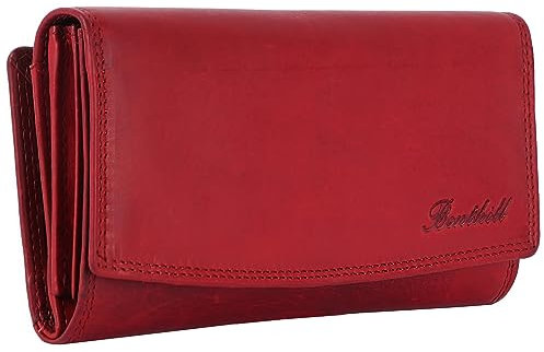 Benthill Damen Geldbörse Groß Echt Leder | Großes Portemonnaie XXL mit RFID Schutz | Vintage Echtleder Damenbörse mit vielen Kartenfächer inkl. Geschenkbox, Farbe:Rot