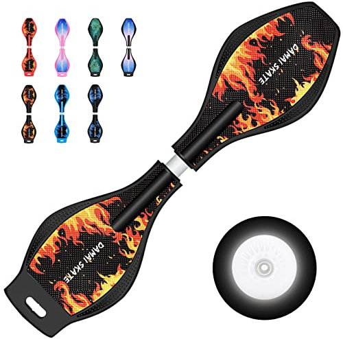 Bueuwe Waveboard Kinder ab 8 Jahre, Snakeboard mit ABEC-7 Kugellager, Skateboard mit Leuchtrolle, Streetsurfing Waveboards für Mädchen Junge und Jugendliche, Bis 100 kg, 86x23x9 cm,3