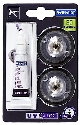 WENKO Wandmontageplatte Mod UV-Loc Klebesystem für Bad-Accessoires ohne Bohren mit 2 Platten 1 Kleber und 1 Adapter zur starken Wandmontage transparent Maße 2,5 x 7 x 1,5 cm für Badezimmer Kunststoff