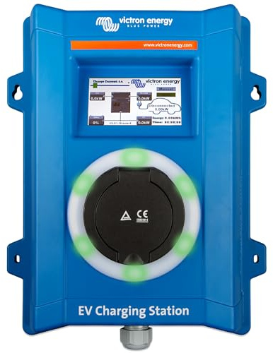 Victron Energy EV-Ladestation, 170-265 VAC 22 kW, Typ 2, WLAN, Bluetooth | 22kW Wallbox mit Typ-2-Anschluss, LCD-Touchscreen, Ladegerät für Elektrofahrzeuge, Wi-Fi- und Bluetooth-fähig