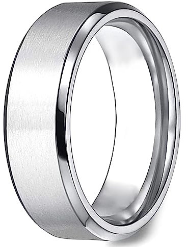 ESHIONER G23 Titan Ringe für Herren Damen 8MM Silber Ringe Herren Eheringe Herren Verlobungsringe Freundschaftsring Versprechungsring Ehering Größe 52(16.6) - 70(22.2)