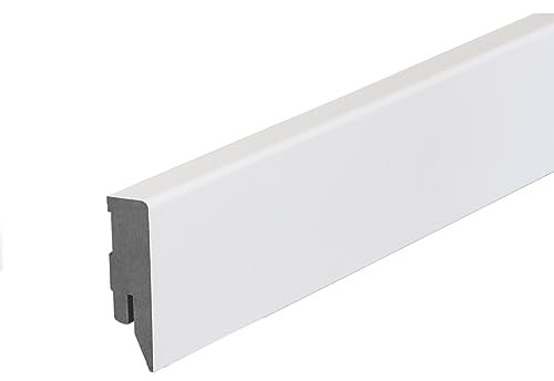 PROVISTON | Sockelleiste | Kunststoff Foliert | Abgerundetes Profil | 16 x 58 x 2400 mm | Weiß | Fußleiste | Wasserfest | Hochwertig | 24 Meter