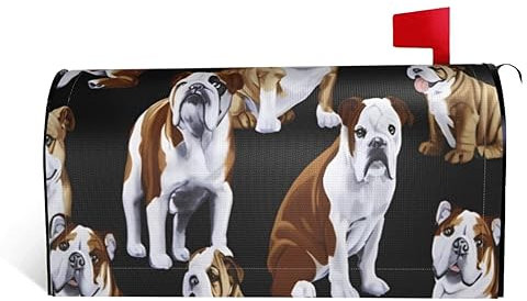 Mailbox Cover English Bulldogs Print Waterproof Magnetic Letter Box Cover Mailbox Wrap For Outside Garden Yard Home Decoration
