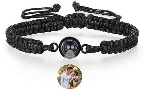 Wamantic Benutzerdefiniertes Fotoprojektionsarmband mit Bild im Inneren für Frauen Männer, Benutzerdefiniertes Foto-Armband für Paare, personalisiertes Foto verstellbares Armband, Gedenkgeschenke