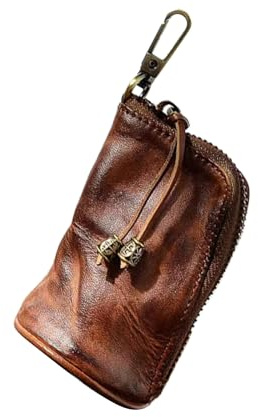 Zyuzles 1 Porte-Monnaie en Cuir - Petit Porte-Monnaie Rond - Design Ovale - pour Homme et Femme - Marron - Tendance