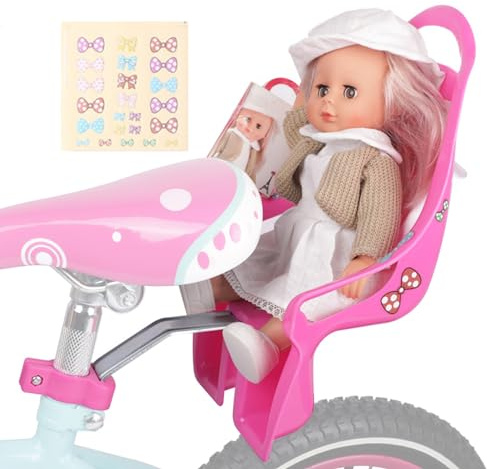 Pekoluta Seggiolino per Bicicletta per Bambole - Accessorio per Attacco Bici - Il seggiolino per Bambola Decorativo per Bicicletta per Bambini con Adesivi Fai-da-Te incoraggia l'immaginazione