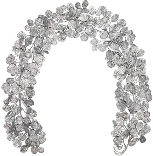 Hollyone 3 pièces Guirlande de Noël Scintillante, 182cm Guirlande de Feuilles d'eucalyptus, Noël Déco Lamettaa, Argent Guirlande de décoration d'arbre de Noël Suspendue pour Fête Couronne