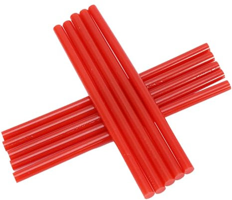 10 Stück Farbige Klebesticks Heißkleber Klebestifte in Farben 7mm X 150mm Geeignet für Gängige Heißklebepistolen (Rot)