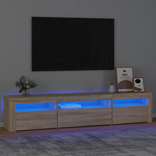 LAPOOH TV-Schrank mit Sonoma-Eiche 195x35x40 cm, TV Lowboard, Fernsehschrank, Fernsehtisch, Fernseher Schrank, TV Sideboard, TV Board, TV Cabinet, TV Bank, TV Kommode