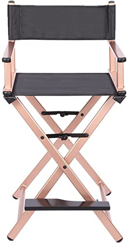 Klappstuhl Professioneller Klappstuhl für Make-up-Künstler mit Kopfstütze, tragbarer Regiestuhl für Make-up-Künstler, leicht, Aluminium, Schwarz