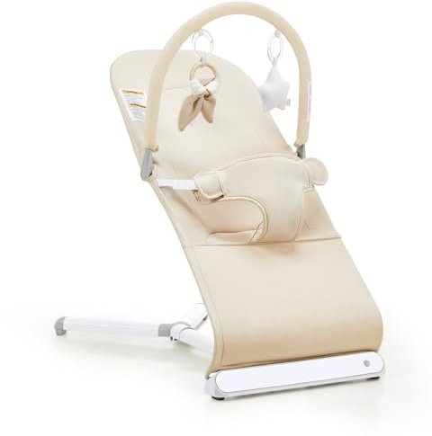 Lilian&Gema Babywippe Faltbare, 2-Stufen Neigungsverstellung, 3-Punkt-Sicherheitsgurt, mit Musik und Tragetasche,Baby Bouncer für Neugeborene 0-6 Monate, Babywippe Neugeborene Leicht und Tragbar