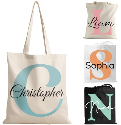 Cozifitgear Regalo personalizzato con nome - borsa in juta, borsa per la spesa, borse in tessuto riutilizzabili, per la spesa, l'ufficio, la vita quotidiana, il tempo libero, i viaggi e la scuola