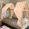 HOTUT Ensemble de Décoration de lit 2 Pièces avec 2 Ciels de Lit, Longueur 270 cm, 100% Mousseline de Coton Biologique Adapté Aux Chambres de Garçons et de Filles-Rose Clair