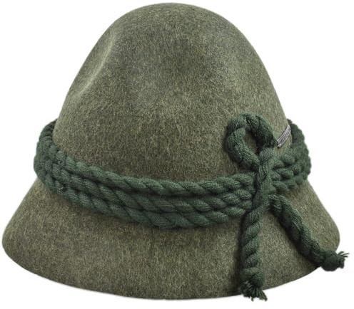 Melegari Sombrero tirolés de montaña | Campana Bagolino | Sombrero de Pastor Bagòss | Campesino y Cazador | Loden Hut | Sombrero tradicional de alpeggio, Verde Loden, 59-60