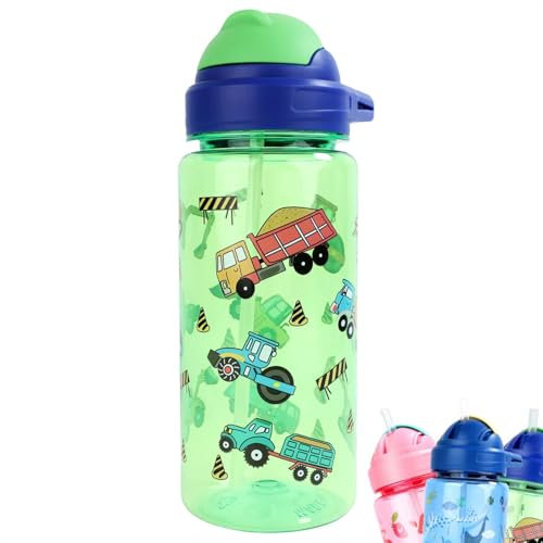 MHwan Robuste und Bruchsichere Kinder Trinkflasche, 600ml, BPA-Frei, Auslaufsicher mit Strohhalm, Geeignet für Schule, Reisen, Tragbare Trinkflasche Kind