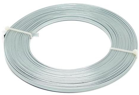 Alambre Plano de Aluminio 5mm de Ancho por 10 metros. Alambre Plateado de Bisutería Accesorios Metálicos para Manualidad de Artesanía. Aluminio Plano Colores (Niquel)