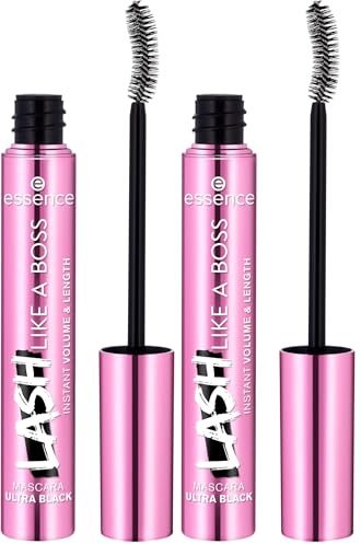 Essence Cosmetics Lash Like A Boss Instant Volume e Length Mascara Nero, Volumizzante, Arricciante, Nero, Intensiva, 9.5 ml (Confezione da 2)