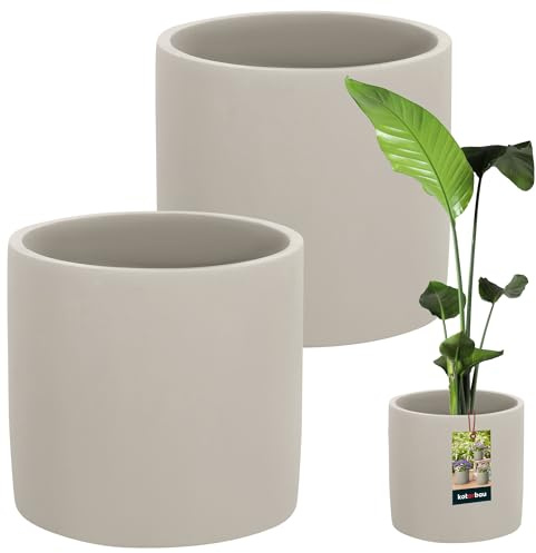 KOTARBAU® Blomkruka keramisk stor cylinder etno ⌀ 23 cm höjd 22 cm 2 st. blomkruka keramisk blomkruka betongutseende små ytterkrukor keramikkruka växter