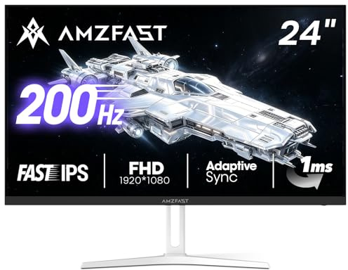 Amzfast Gaming Monitor 24 Inch 200Hz, 1ms MPRT Fast IPS FHD 1080p Monitor with Blacklevel Enhancement, AI-Crosshair, 110%sRGB, Adaptive Sync, LowBlueLight, HDMI2.0&DP1.4, VESA75x75 for FPS/RTS/Office