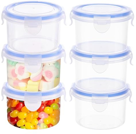 pilyero 6 Piezas Tupper Plastico, 300ml Envases de Plastico con Tapa, Redondo Tapers para Comida Hermetico, Adecuado para Calentar O Almacenar Alimentos en el Refrigerador Y en el Microondas