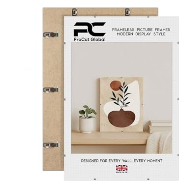 Procut Global A2 Clip Frames – Frameless Perspex Wall-Mount Display for Posters, Pictures, Photos & Certificates – Lightweight & Shatterproof – Sizes A6 to A0 & 4x4 to 100x90cm Available