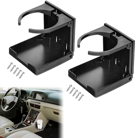 2pcs Car Cup Holder Adjustable Folding Car Drink Holders Corrosion Resistant Save Space Van Cup Holder Fit Most Size Mugs Water Bottle Drink for Trucks RVs Vans Boats Campers Caravans Black