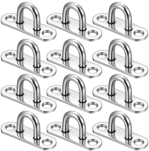 12 pezzi piastre oculari in acciaio inossidabile con occhiello, piastra con occhielli M5 in acciaio inossidabile, piastre oculari con occhielli, piastra di copertura per ganci da soffitto, sedie