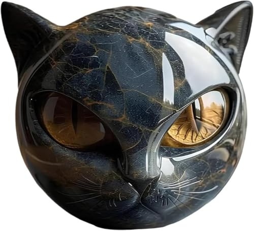 Generisch Schwarze Katze Stein-Skulptur - Elegante Home Décor & Gift-Ready Kunstwerk, Hand geschnitzt Heilung Statue, Elegante Home Decor für Katzenliebhaber, für Haus, Büro, Geburtstag (Gold)