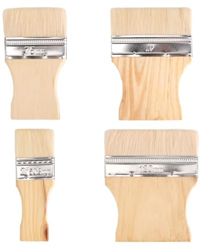 4-pack ytborste, 4,5/7/9,5/11 cm bred borste bred, ytmålare med trähandtag för trä, metall, veck, möbler, målning, lim, lack, väggfärg, platt borste för proffs och gör-det-själv-entusiaster